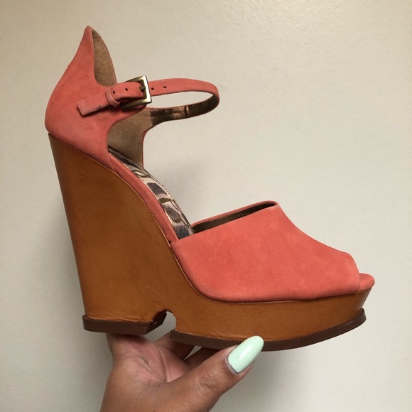 Sam Edelman suede wedge sandals Sz 8 NEW in box - Picture 2 of 3
